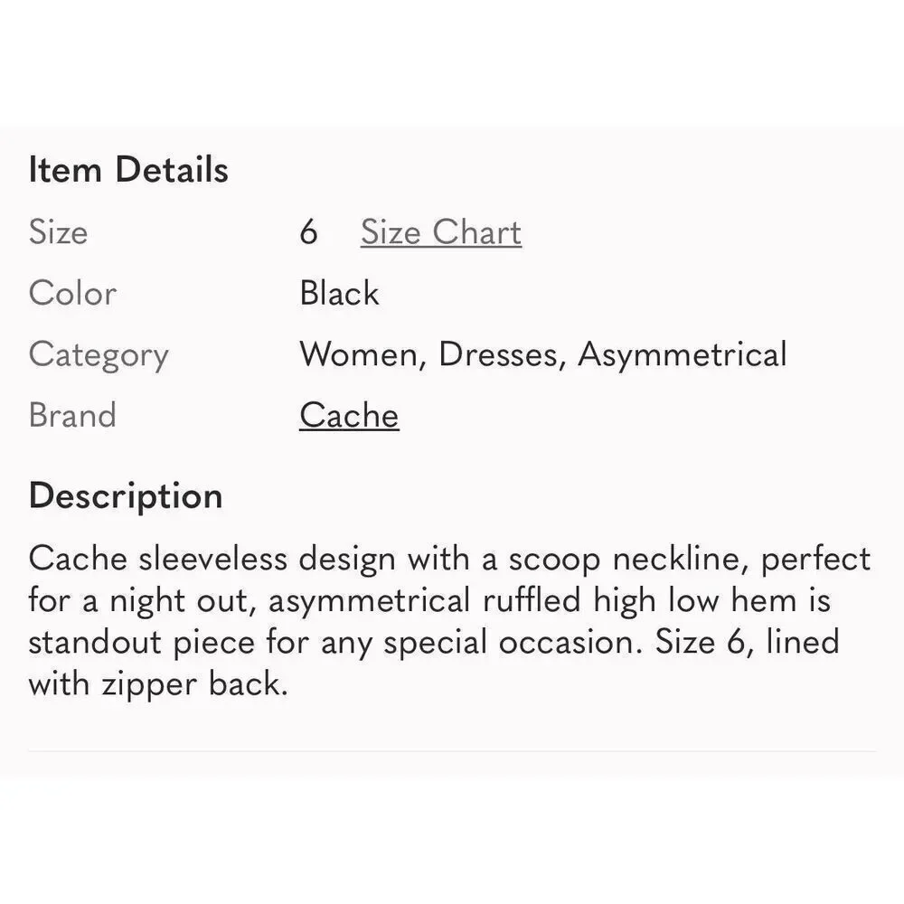 CACHE | black asymmetrical ruffle hem dress 6 - Picture 8 of 8